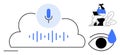 Voice Recognition and Cloud Technology Concept with Modern Communication Symbols Royalty Free Stock Photo