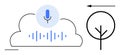 Cloud-Based Voice Recognition Concept with Abstract Tree Symbol and Audio Waveform Royalty Free Stock Photo