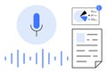 Voice Recognition and Data Analysis with Financial Summary Report Chart Royalty Free Stock Photo