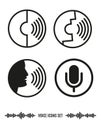 Voice Recognition Icons Set. Biometrics Illustration.