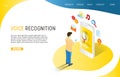 Voice recognition landing page website vector template