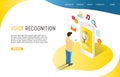 Voice recognition landing page website vector template