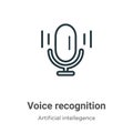 Voice recognition outline vector icon. Thin line black voice recognition icon, flat vector simple element illustration from