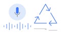 Voice Recognition and Recycling Concept with Microphone and Recycling Arrows in Minimalistic Design Royalty Free Stock Photo