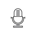 Voice recorder, old microphone line icon, outline vector sign, linear style pictogram isolated on white