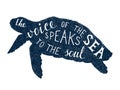 The voice of the sea speaks to the soul lettering Royalty Free Stock Photo