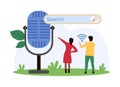 Voice search online, user recognition and app control by customer command of tiny people