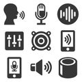 Voice Smart Devices with Sound Wave Icons Set. Vector Royalty Free Stock Photo