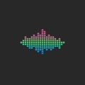 Voice sound wave logo. Gradient color electronic audio equalizer signal vector illustration