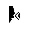 Voice and speech icon. Head, face and sound wave from the mouth. Royalty Free Stock Photo