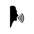 Voice and speech icon. Head, face and sound wave from the mouth. Royalty Free Stock Photo