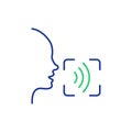 Voice and Speech Recognition line Icon. Voice Command Icon with Sound Wave. Voice Control. Speak or Talk Recognition Royalty Free Stock Photo