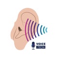 Voice tech label with ear and sound wave