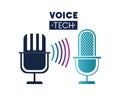 Voice tech label with microphone and sound wave