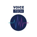 Voice tech label with sound wave