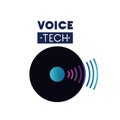 Voice tech label with sound wave