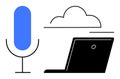 Voice Technology with Laptop and Cloud Communication and Cloud Computing Royalty Free Stock Photo