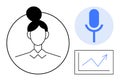 User , Speech Recognition, and Analytics Concept with a Microphone Icon and Graph Royalty Free Stock Photo