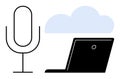 Voice-to-Cloud Technology Concept with Microphone, Cloud, and Laptop Icon Royalty Free Stock Photo