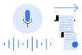 Voice to Text Conversion Illustration with Microphone and Document Checkmark Royalty Free Stock Photo