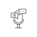 Voice translator line icon. linear style sign for mobile concept and web design. Microphone with chat bubble outline vector icon.