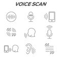 Voiceover or Voice Command Icon with Sound Wave Images