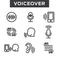 Voiceover or Voice Command Icon with Sound Wave Images