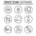 Voiceover or Voice Command Icon with Sound Wave Images