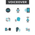 Voiceover or Voice Command Icon with Sound Wave Images Royalty Free Stock Photo
