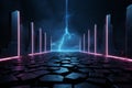 Void of shadows, a 3D gateway to futuristic realms, an enigmatic sci-fi canvas.