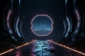 Void of shadows, a 3D gateway to futuristic realms, an enigmatic sci-fi canvas.