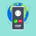 Voip call system voice phone technology. Voice over ip internet video telephony mobile cellphone Royalty Free Stock Photo