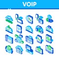 Voip Calling System Isometric Icons Set Vector