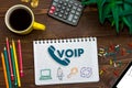 VOIP Office Communication Social Network Concept. Voice over IP - phone internet call technology Royalty Free Stock Photo