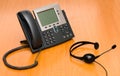 VoIP phone with a headset