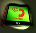 Voip On Phone Shows Voice Over Internet Protocol And Ip Telephony