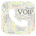 VOIP in a shape of phone word cloud.