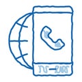 Voip Smartphone Internet Connection doodle icon hand drawn illustration