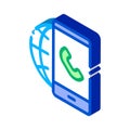 Voip Smartphone Internet Connection isometric icon vector illustration