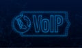 VoIP technology, voice over IP. Internet calling banner. Plexus icon. Vector illustration