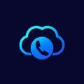 Voip telephony icon with cloud