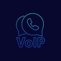 Voip telephony thin line icon, vector