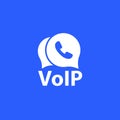 Voip telephony vector icon on blue