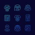 Voip telephony, video call and roaming line icons