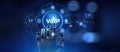 VoIP Voice over Internet Protocol Illustrated with a Robot Hand Pressing a Button on a Virtual Screen. 3D render