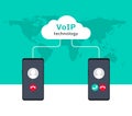 VoIP voice over IP illustration smartphone. Voip call flat concept design Royalty Free Stock Photo