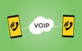 Voip voice over protocol concept with two smartphones