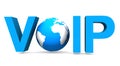 Voip word with globe on white Royalty Free Stock Photo