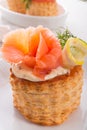Vol-au-vent with salmon Royalty Free Stock Photo