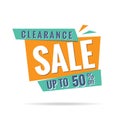 Vol. 3 Clearance Sale green orange 50 percent heading design for Royalty Free Stock Photo